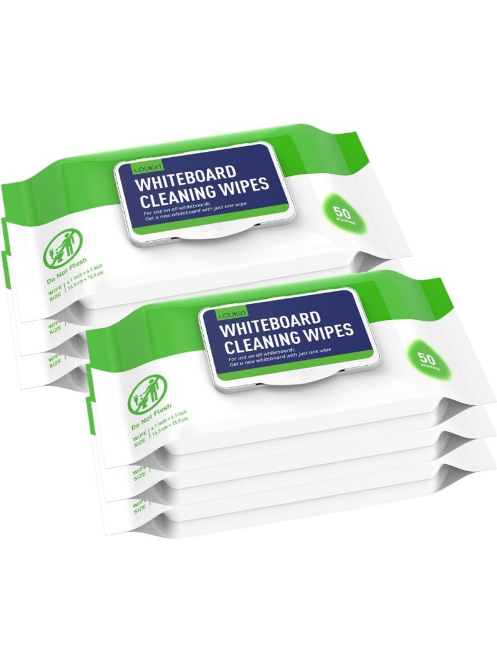 50 Count Whiteboard Cleaning Wipes - Dry Erase Surface Cleaner, 6 Pack